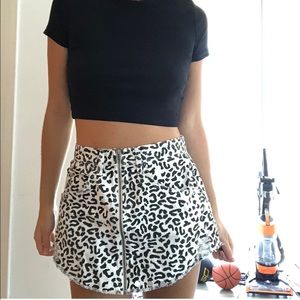 Carmar denim black and white leopard denim skirt!